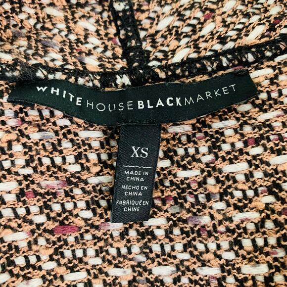 White House Black Market Size XS Tweed Open Fringe Knit Cardigan Peach Black - Picture 11 of 12